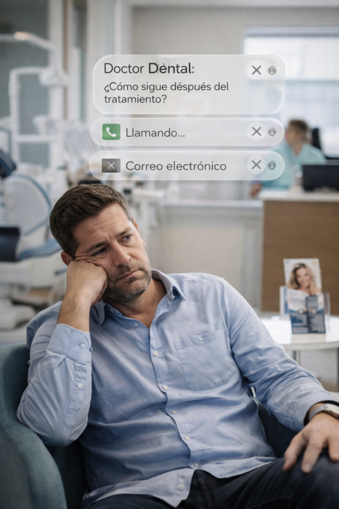 Paciente esperando seguimiento después de tratamiento dental